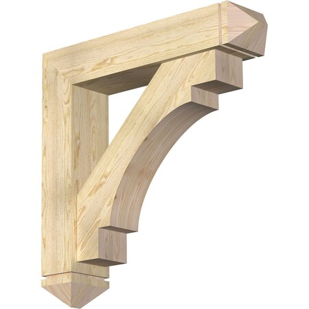 Ekena Millwork Merced Arts and Crafts Rough Sawn Bracket w/ Offset Brace, Douglas Fir, 8"W x 38"D x 38"H BKT0806X38X38MRC03RDF